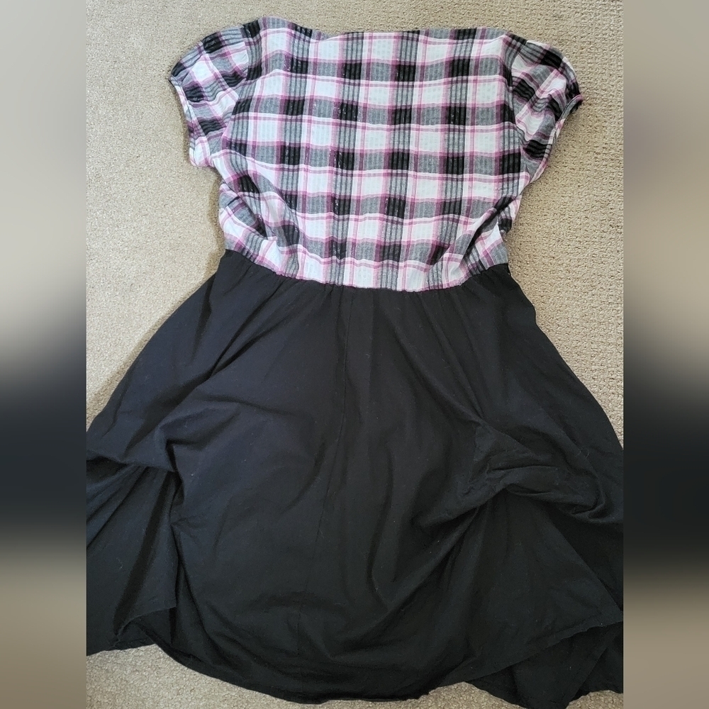 Heart & Soul Black & Pink Plaid Ruched Bubble Bottom Dress - Picture 10 of 10